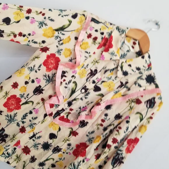H&M Floral Fringe Button Down Blouse Size 6 - Picture 2 of 9